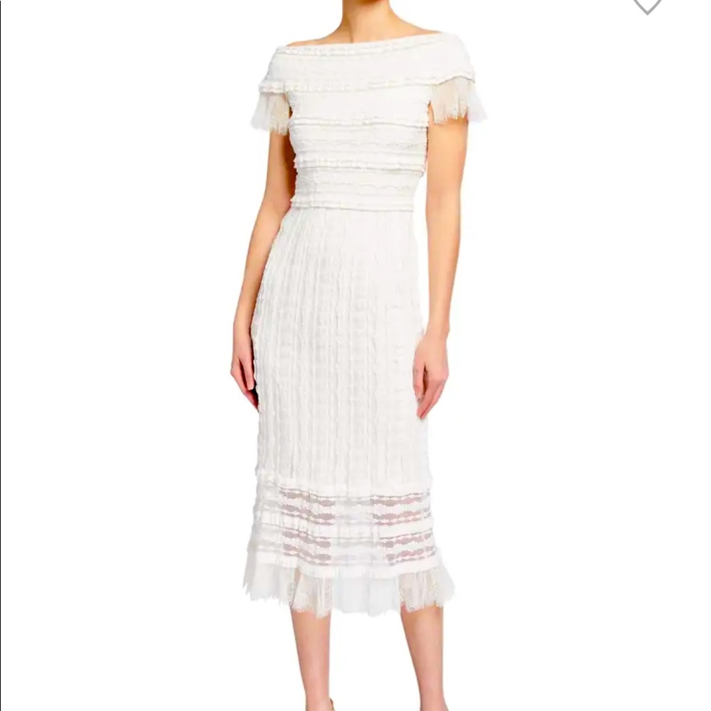 Off-the-Shoulder Lace-Textured Gauze Dress